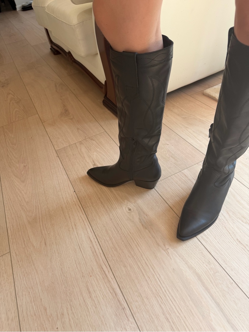 Steve Madden Fray Black Leather Western Boots 7.5